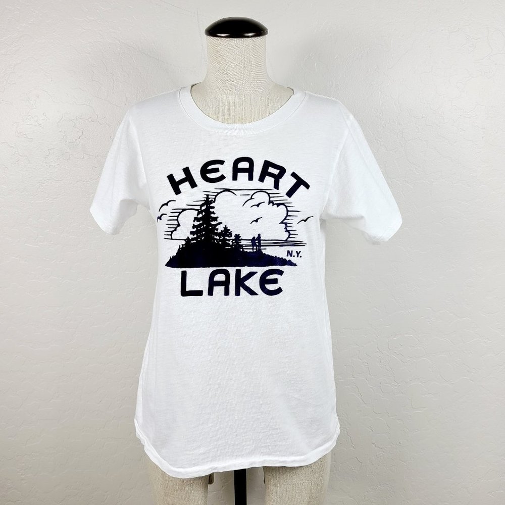 J. Crew Heart Lake Flocked Graphic T-Shirt - Picture 1 of 7